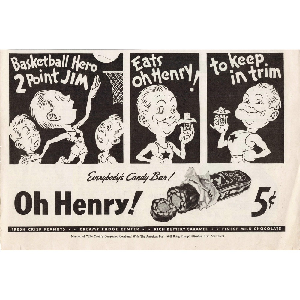 Vintage Oh Henry Candy Bar Magazine Ads Lot 6 Comic Style 5 Cent Confectionery - Picture 3 of 6